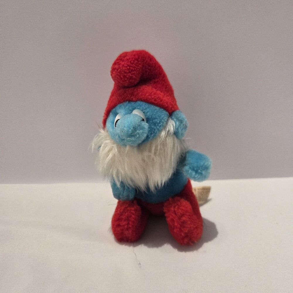 Applause Vintage Smurf Plush Papa Smurf  1980's 5.5 In